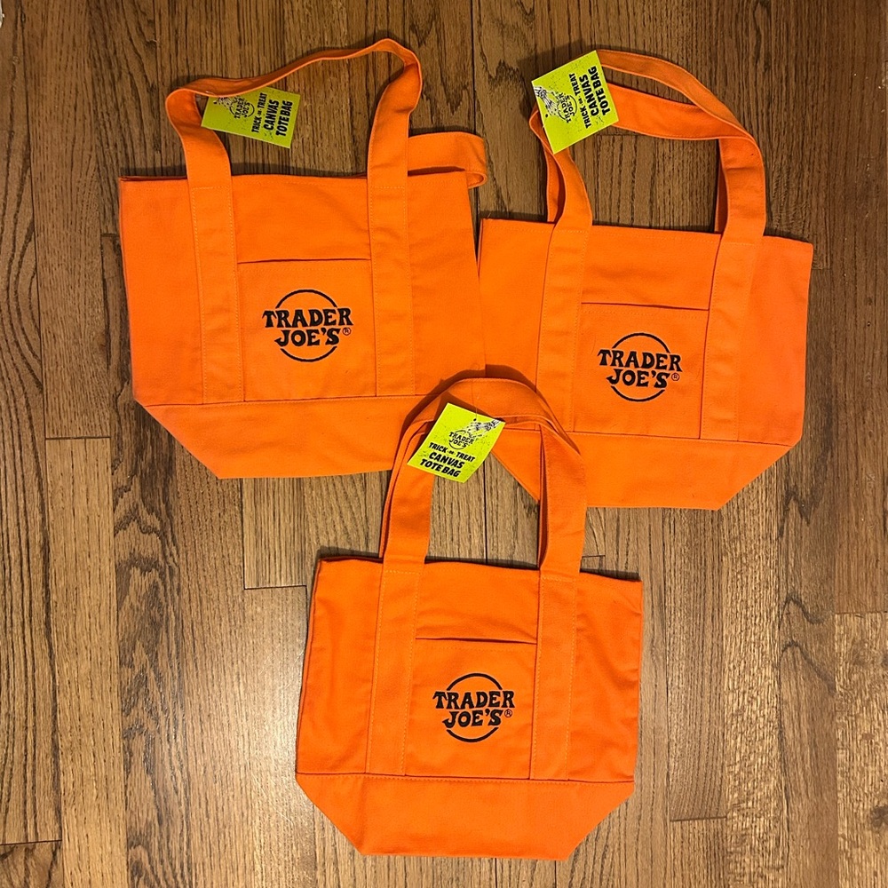 Trader Joe's Orange Tote Bags Set